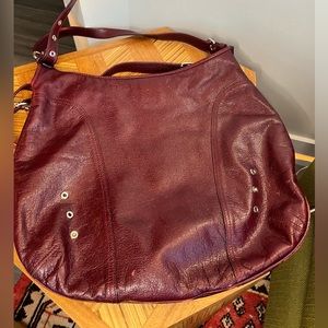 Longchamp Kate Moss collection burgundy leather bag
